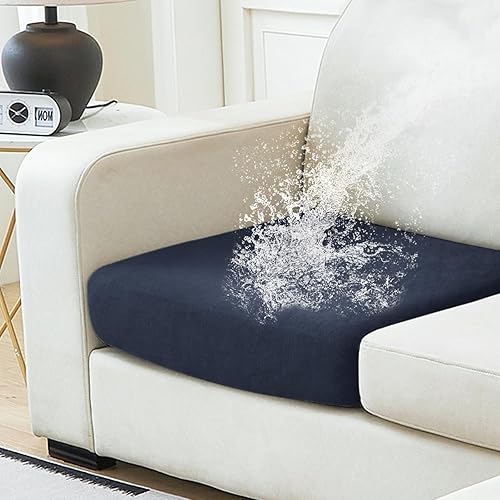 Miniatura 26 de NAISI Fundas de cojín impermeables para sofá, tela de terciopelo grueso, lavables, 3 piezas, fundas individuales para sofá modular con parte
