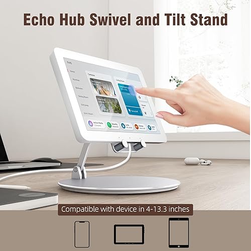 Miniatura 4 de Soporte giratorio e inclinable para Echo Hub, con base giratoria de 360°, soporte de escritorio para Alexa Hub, multiángulo, soporte de montaje