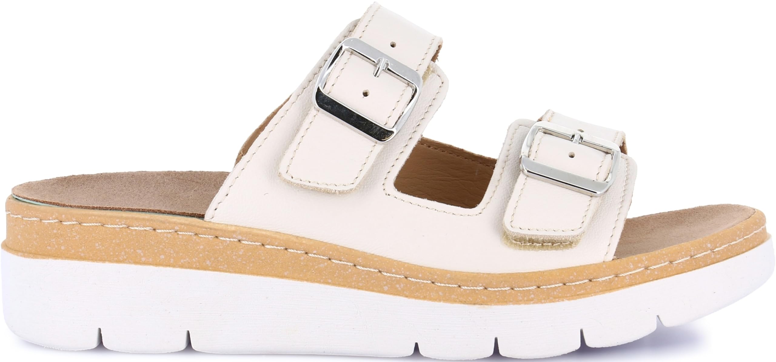 GRÜNLAND Moll - Sandalo Comfort Donna, Vera Pelle, Doppia Fibbia Regolabile, Chiusura a Strappo, Plantare Estraibile Dry-Soft in Lattice e Pelle, Suola Conforma, Tacco 4,5 Cm