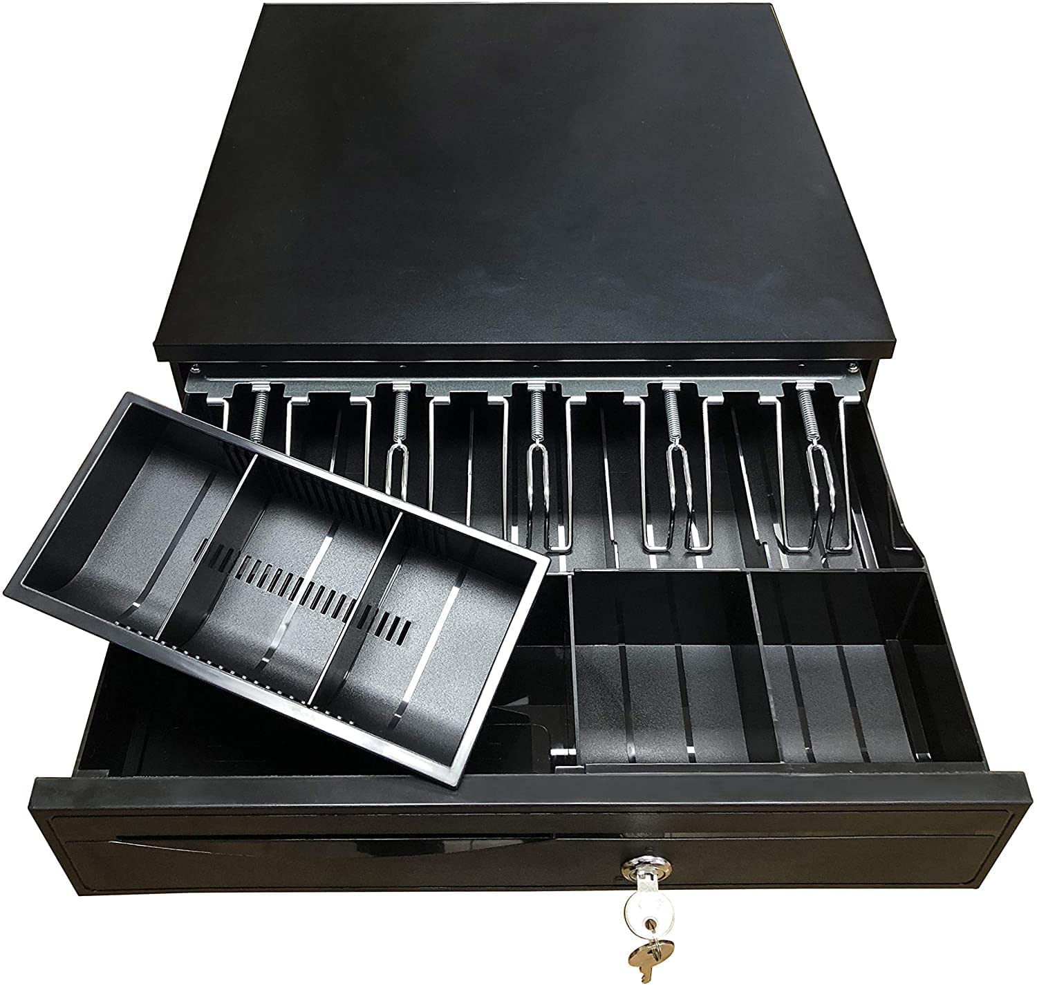 Marrone Cash Drawer Removable Coin Tray Compatible with Receipt Printer Connection Sale System Bill 5 Bill 5 Coin Tray & Key Lock Media Slot,Cash Till, Money Drawer for Businesses