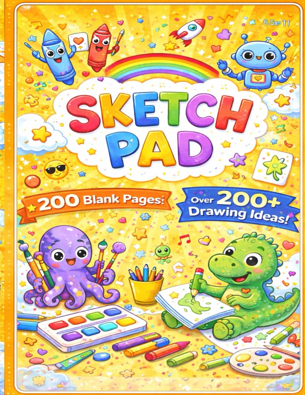 Sketch Pad for Kids: Fun Drawing Book for Kids 6-10: 200 Blank Pages Sketchbook, with 200+ drawing ideas included