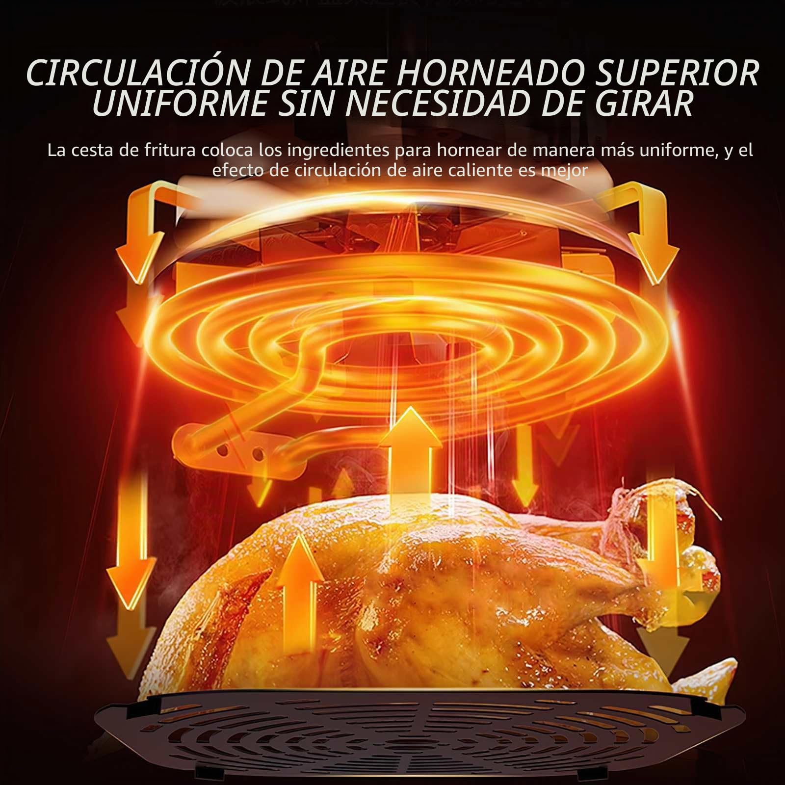Air Fryer 12L,Freidora de aire con ventana de visualización,Pantalla táctil digital,Menos grasa,Circulación de aire caliente,Menús Preprogramados Saludables,Cocción rápida a alta temperatura de 210℃
