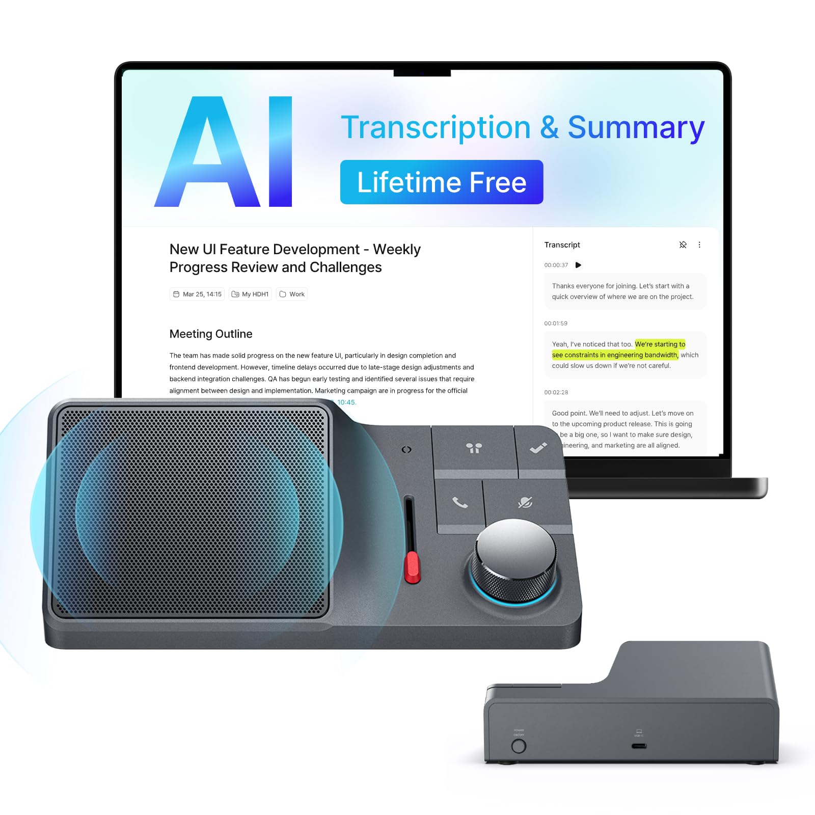 Photo 1 of HiDock H1 Lite Conference Speakerphone