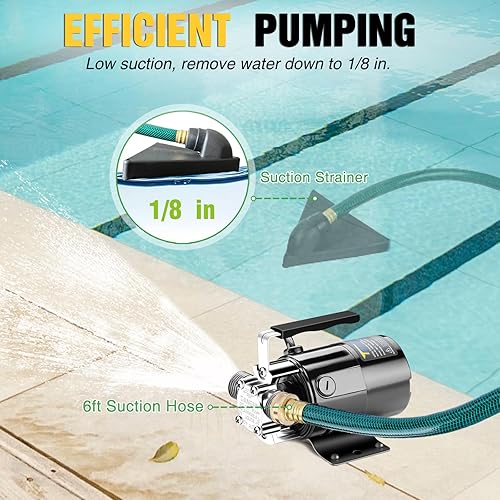 Miniatura 5 de Trupow 110HP 330GPH mini bomba de agua portátil de transferencia del sumidero de 115 voltios con juego de manguera de agua