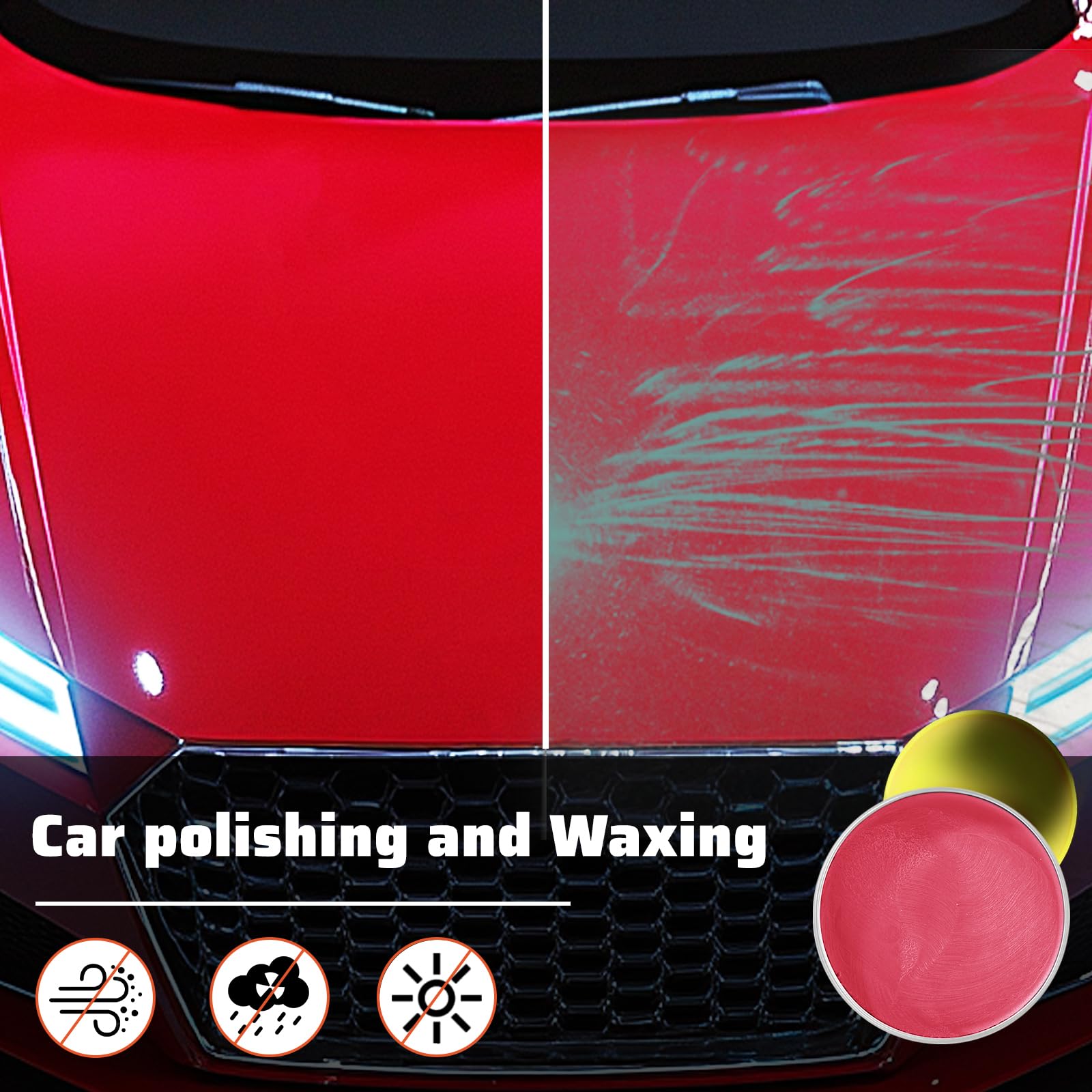 Kit de cera roja para coche, revestimiento universal de PVC nano-nivel, reparación de arañazos y alto brillo, fórmula de protección de pintura duradera, mejora la apariencia y el brillo