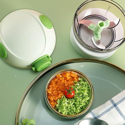 Miniatura 3 de Picadora de ajo, mini picadora de alimentos, picadora de ajo, picadora de ajo con hoja de acero inoxidable resistente (verde)