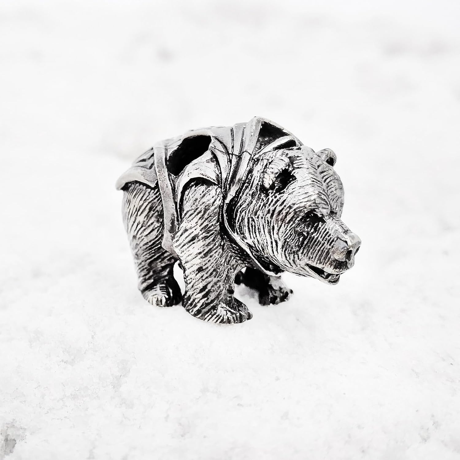 CooB 1Pcs/Lot EDC Paracord Bead, Pendant, Knife Lanyard Bead Wild Bear Grizzly. Hand-Casted Metal Beads Pendants for Custom Paracord Knives Lanyards