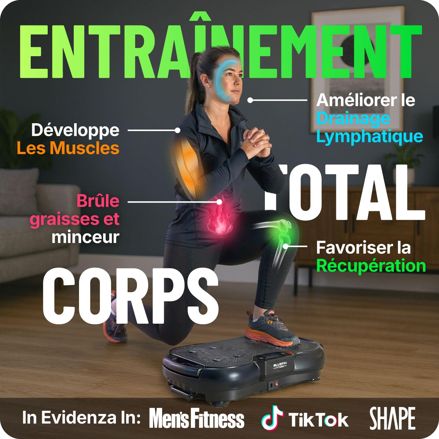 Bluefin Fitness Plateforme Vibrante Machine d'exercice à Vibrations pour Tout le Corps