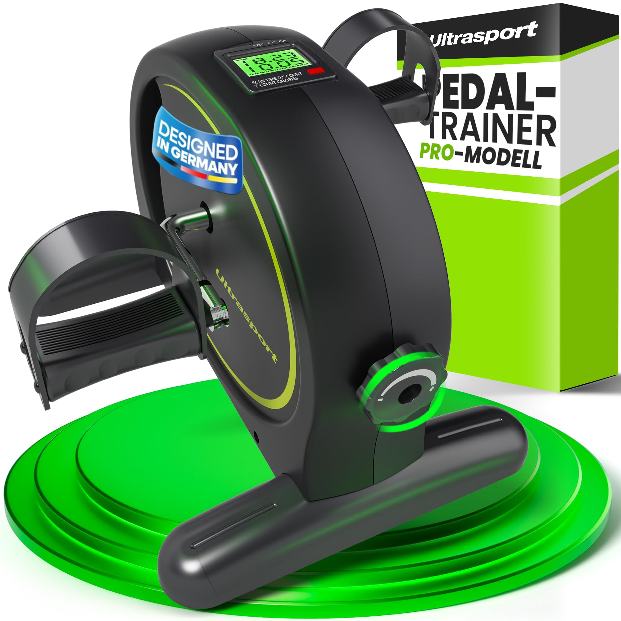 Ultrasport Mini Vélo d'Appartement avec Écran LCD, Tapis Antidérapant et Sangle de Fixation
