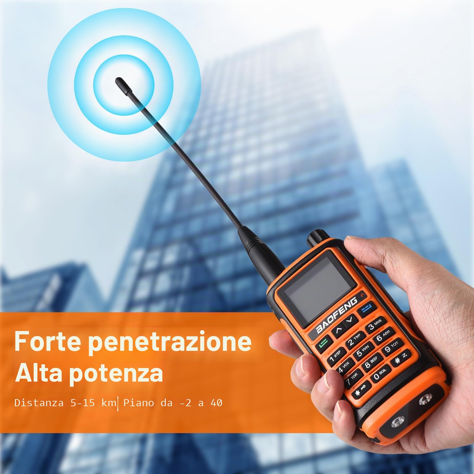 Baofeng BF 17 Walkie talkie a lungo raggio a due vie a due vie con doppia ricezione una frequenza chiave corrispondente a chiamate riservate sicure per le (Plug)