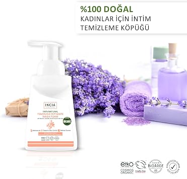 INCIA%100 Doğal İntim Yıkama Köpüğü pH 3.8 Beyazlatma Etkili ve Koku Önleyici Vegan 200 ml