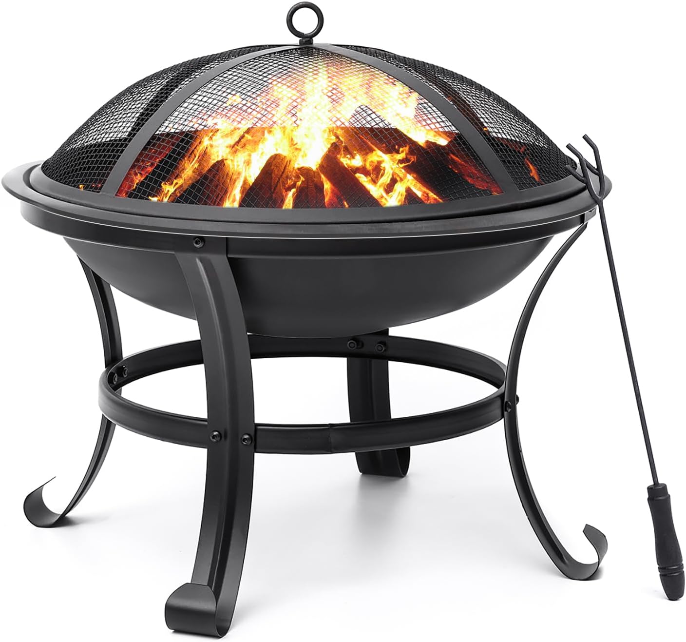 SINGLYFIRE 22 inch Fire Pit for Outside Outdoor Wood Burning Small Bonfire Pit Steel Firepit Bowl for Patio Camping Backyard Deck Picnic Porch
