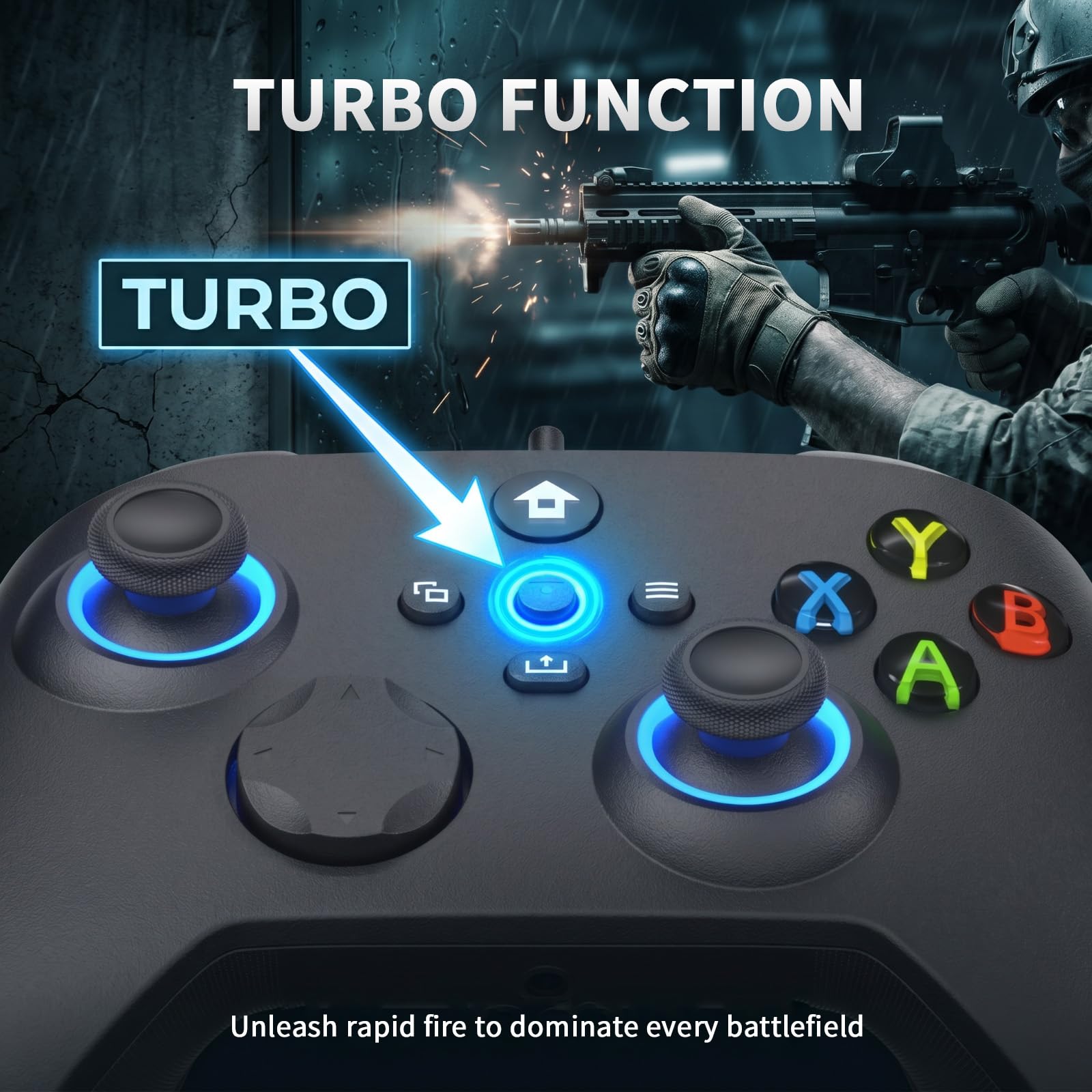 YUYIU Manette filaire pour Xbox One, Xbox Series X|S, PC, Steam, iOS