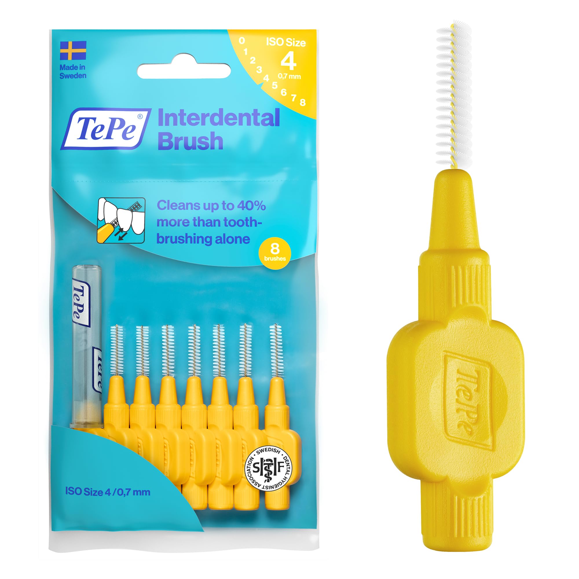 Tepe Interdental Brush, Yellow 0.7mm (8 Pieces/Packet X 3 Pack