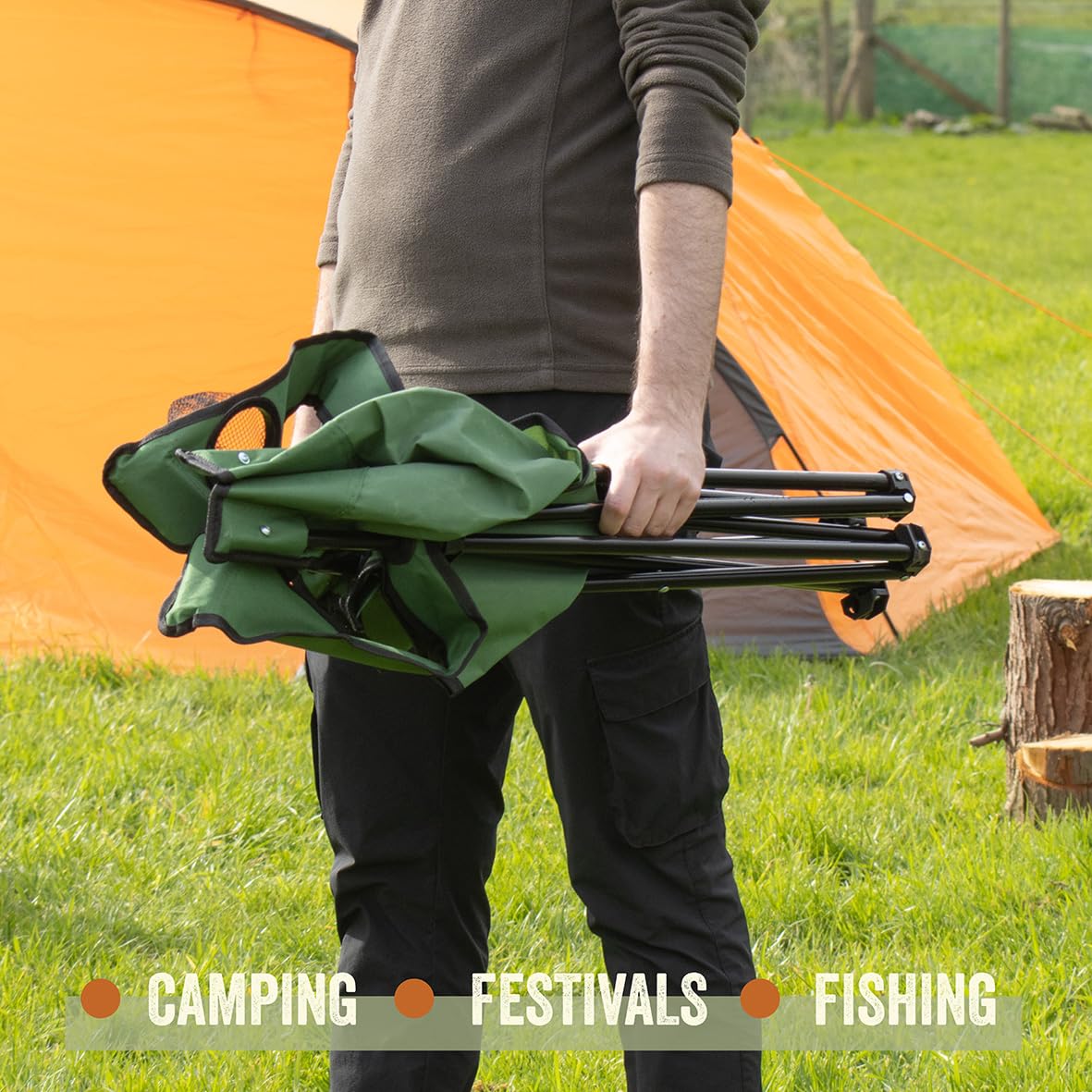 Milestone - Sedia pieghevole da campeggio, leggera, portatile, per festival, pesca, attività all'aperto, viaggio