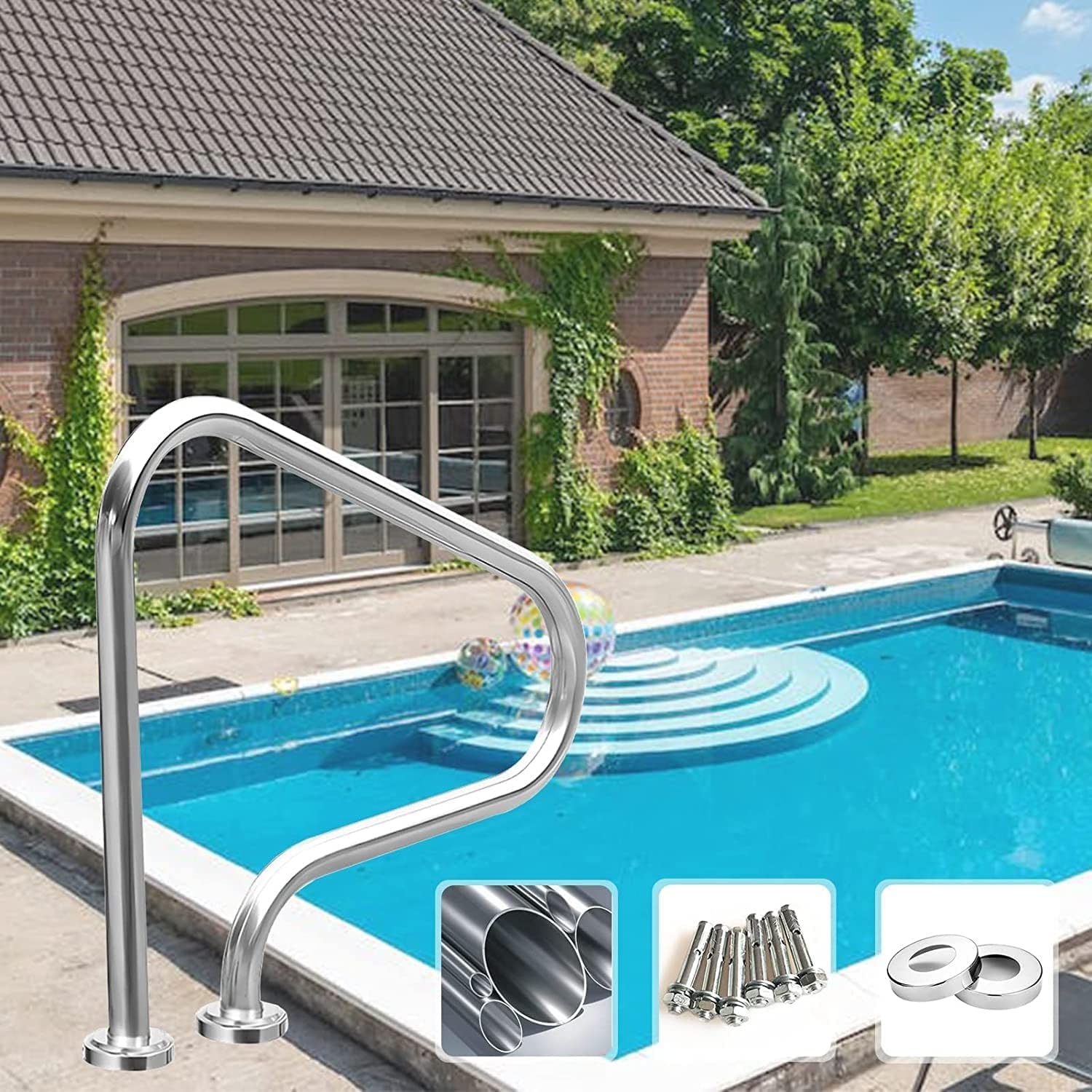 Main courante de piscine antidérapante à 3 coudes, finies les chutes au bassin