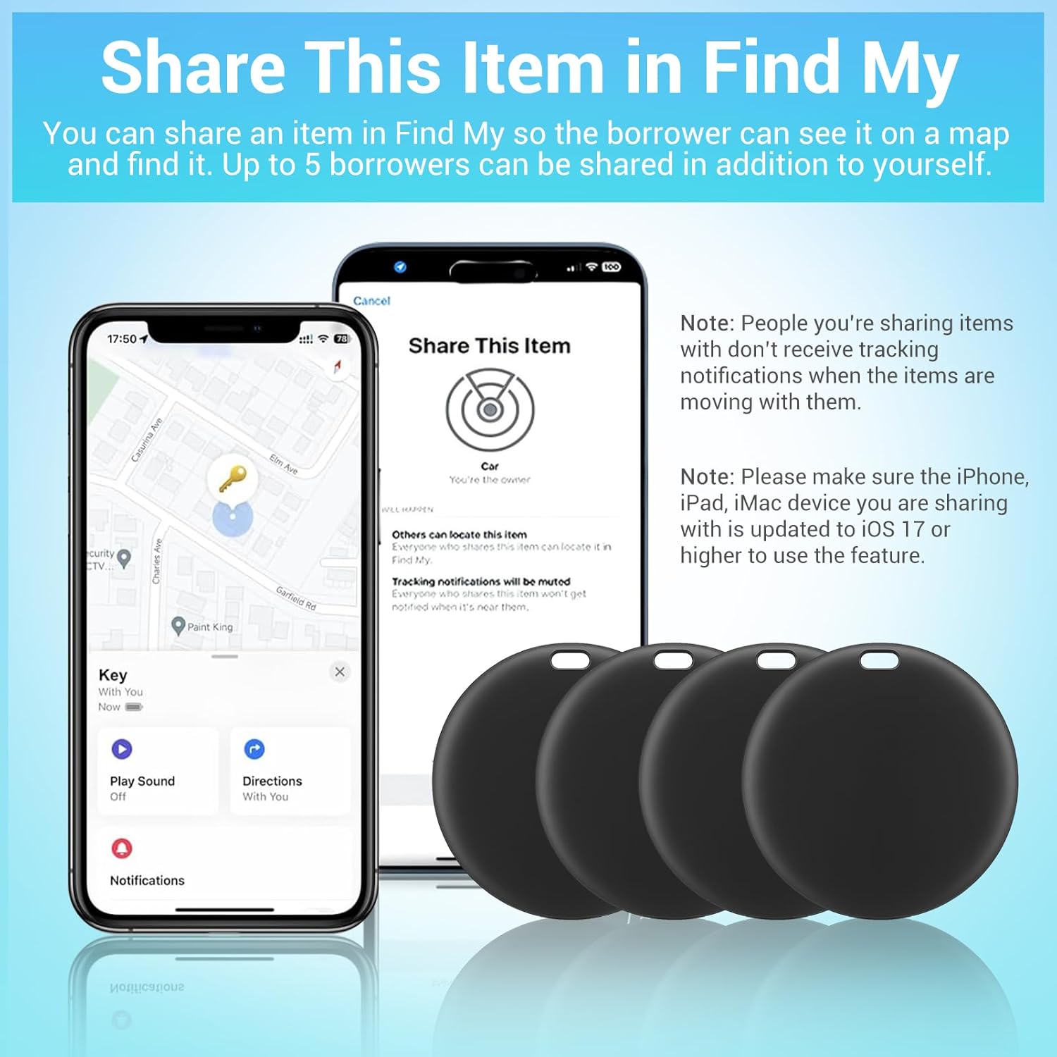 [Apple MFi Certified] LBPRT Air Tracker Tag 4 Pack, Smart Bluetooth Item Finder Work with Apple Find My (iOS Only, Android not Supported), Key Locator for Luggage Suitcase, Wallet. Replaceable Battery - Image 7