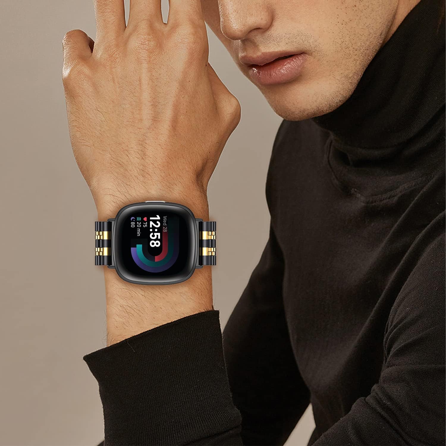 ZPJPPLX for Fitbit Versa 4/Sense 2 Metal Bands for Men Women,Compitaple with Fitbit Versa 3/Sense Stainless Steel Watch Band - Image 5