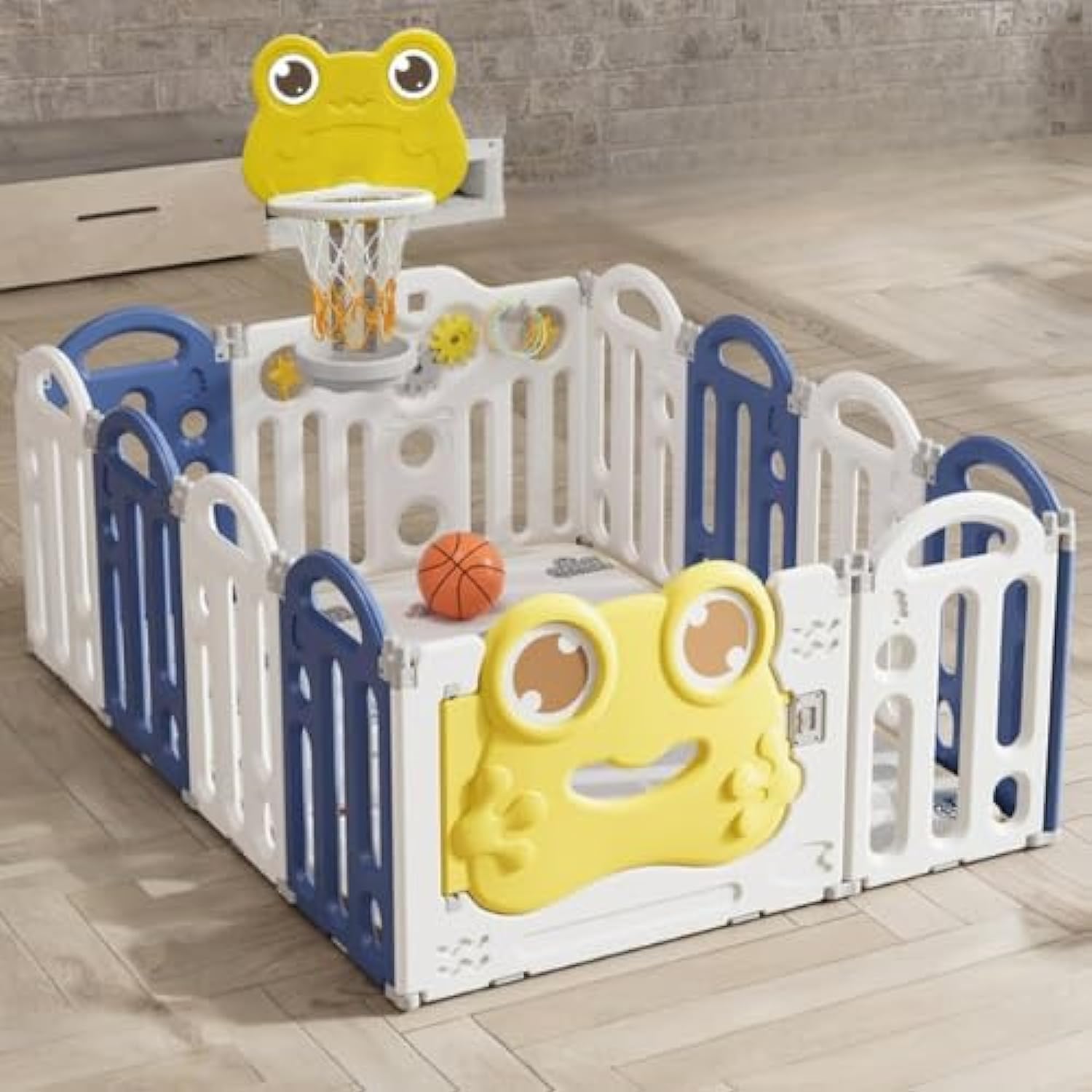 PICCASIOBaby Playpen Large, Extra Large Play Yard with Gate, Safety Activity Center and Portable Toddler, Sturdy Playpen with Balls & Accessories (12 Panel Playpen)