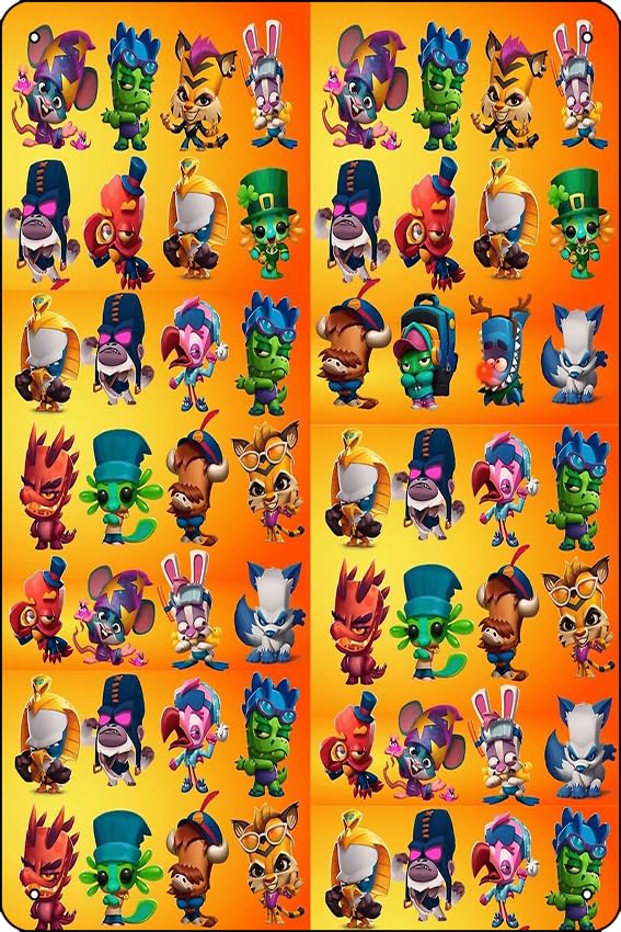 Zooba Battle Arena Poster 8 x 12 Inch Funny Metal Tin Sign Game Room Man Cave Wall Decor