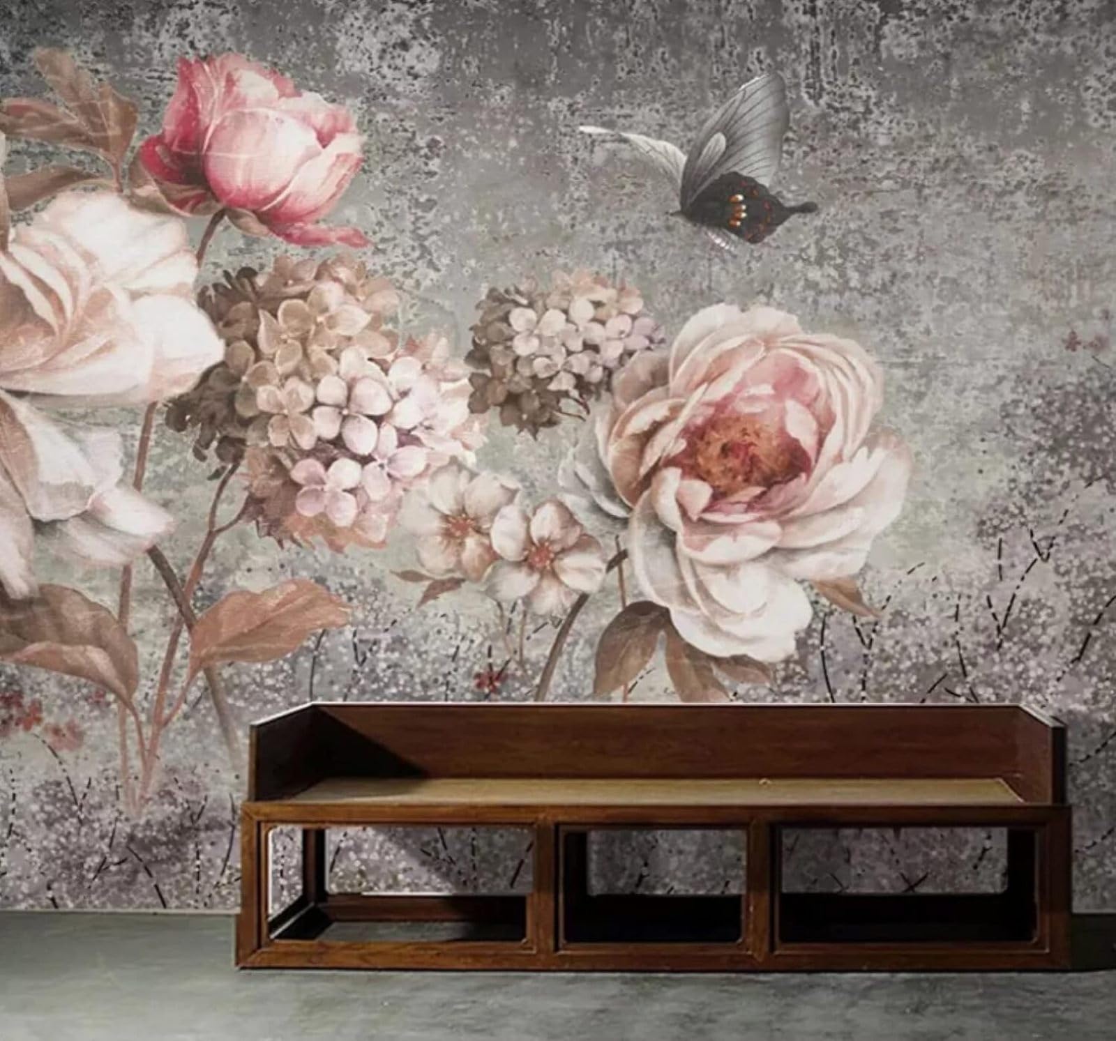 XLMING Vintage Three Dimensional Hand Drawn Floral Butterflies 3D Wallpaper Luxury Home Dining Decor Paste Sofa Living Room The Wall for Bedroom Mural-430cm×300cm