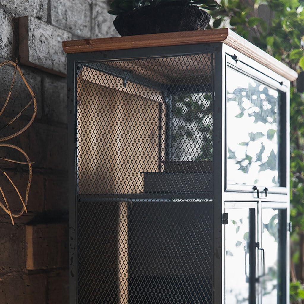 Sideboard Cabinet Retro Old Iron Industrial Style Living Room Bedroom Storage Cabinet Restaurant B&B Hotel Decoration High Cabinet Chest Sideboard Cabinet with Drawers