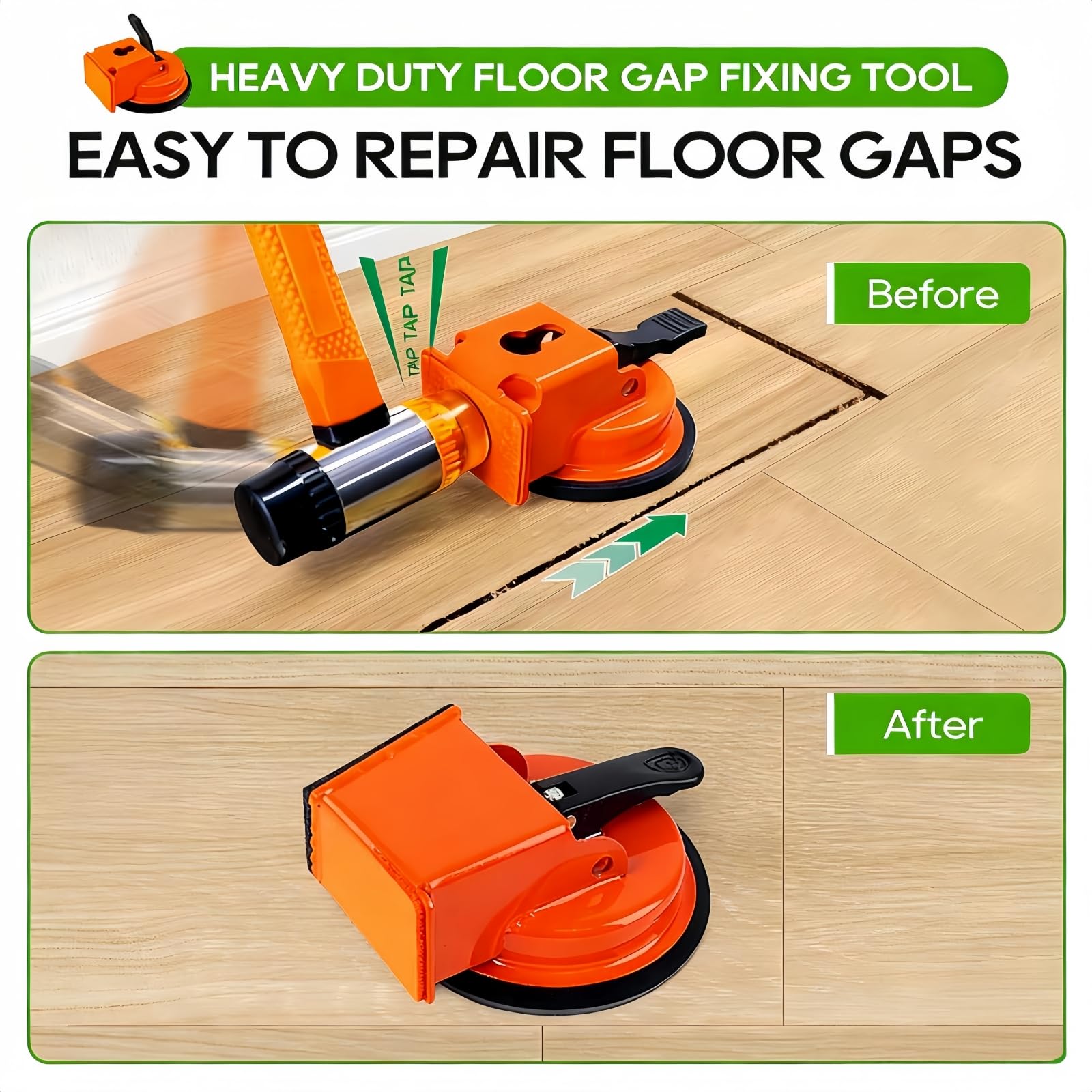 Heavy Duty Floor Gap Fixer Tool - Strong Suction Cup for Laminate, Vinyl, Hardwood | Anti-Scratch Flooring Gap Repair Kit (Hammer Not Included) - 5