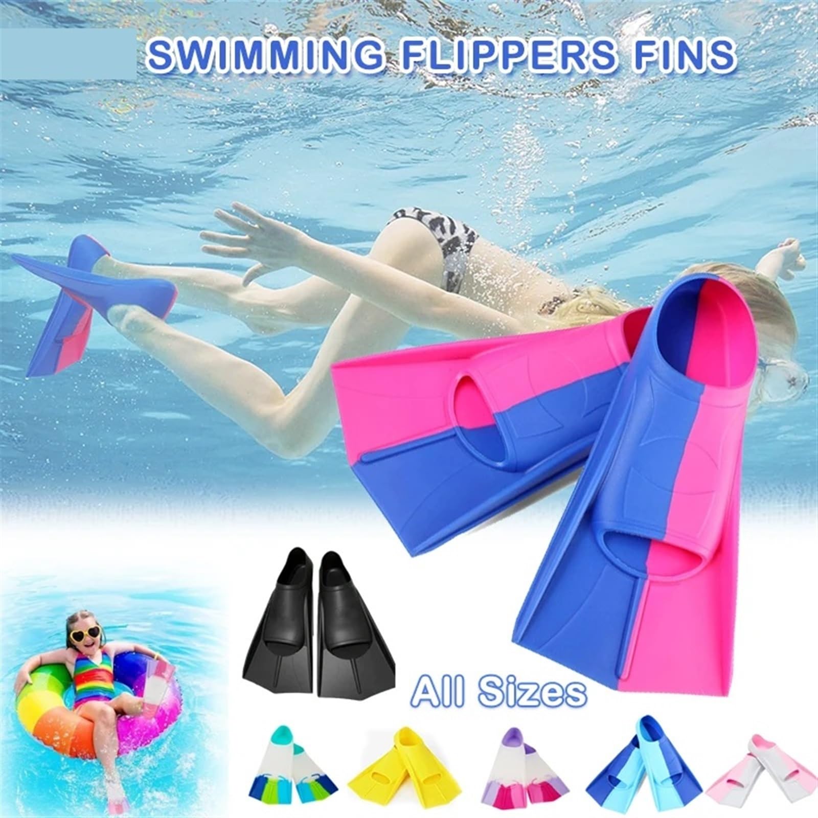 Pinne Snorkeling Pinne da Nuoto for Uomo e Donna, in Silicone, Corte, for Adulti e Bambini, Leggere, for l'allenamento subacqueo