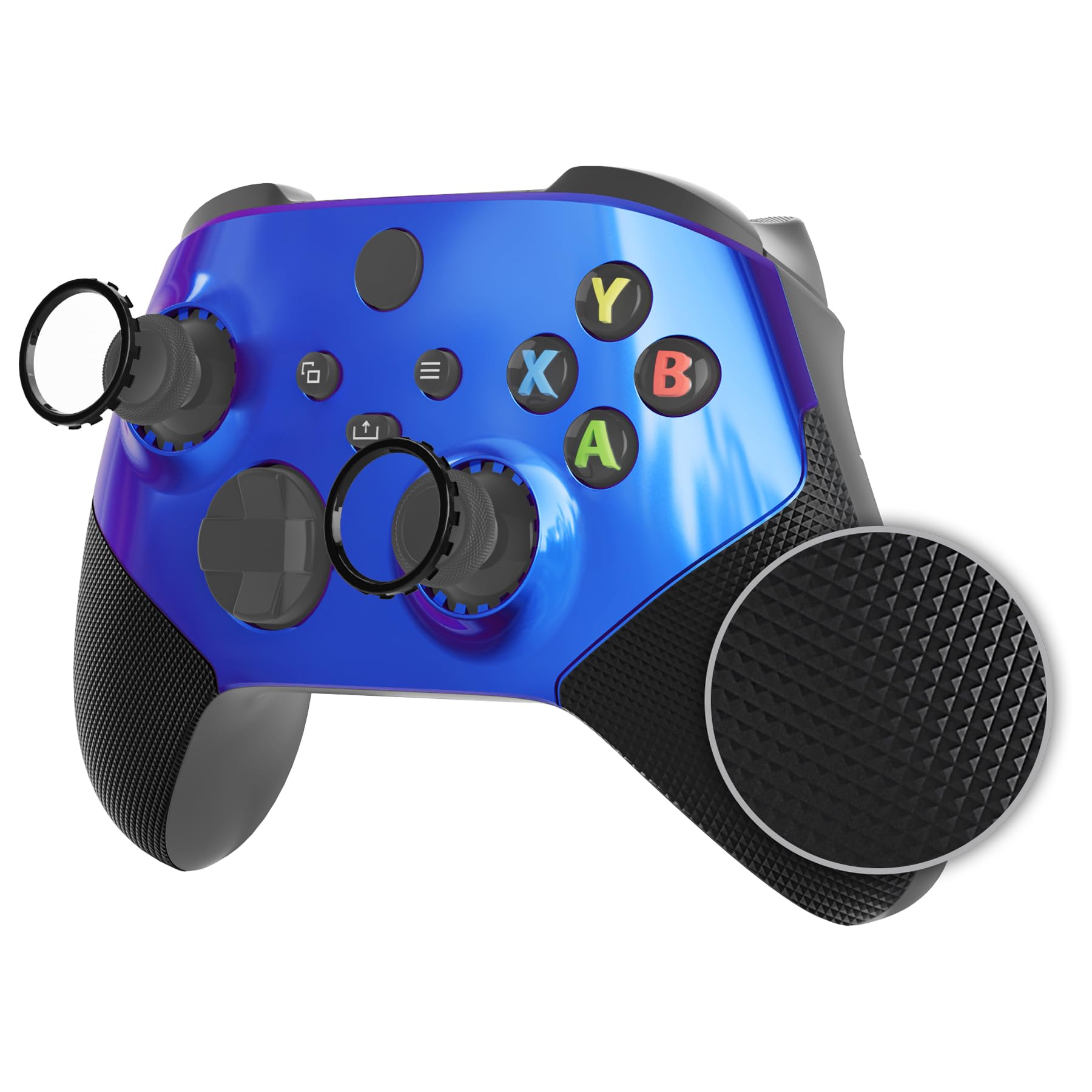 eXtremeRate ASR Version Redesigned Shell for Xbox Core Controller - Performance Rubberized Grip, Anti Sticks Rubbing Rings - Custom Faceplate for Xbox Series X &amp; S Controller - Chameleon Purple Blue