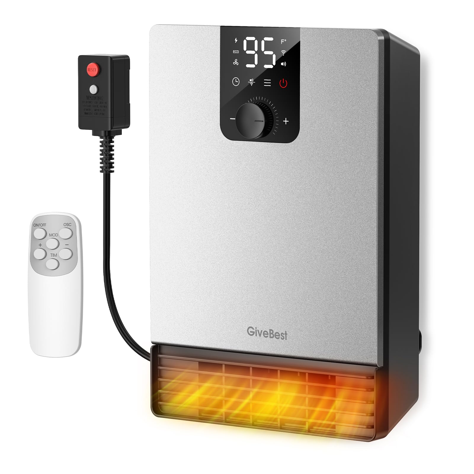 GiveBest Smart Wall Heater, 1500W Electric Space Heater for Indoor Use