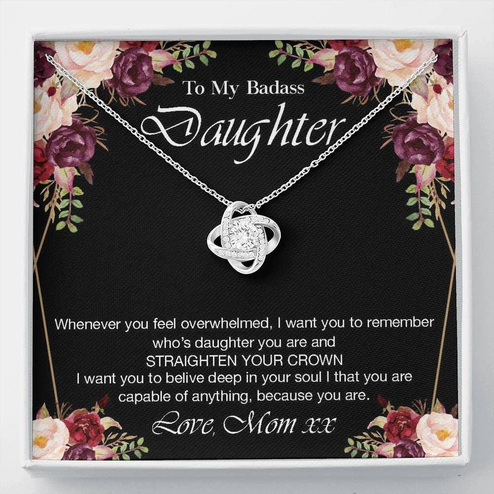 rakva925 Sterling Silver Gift Daughter Necklace, Personalized Necklace Gift For Daughter From Mom, To My Badass Daughter Necklace, Custom Name