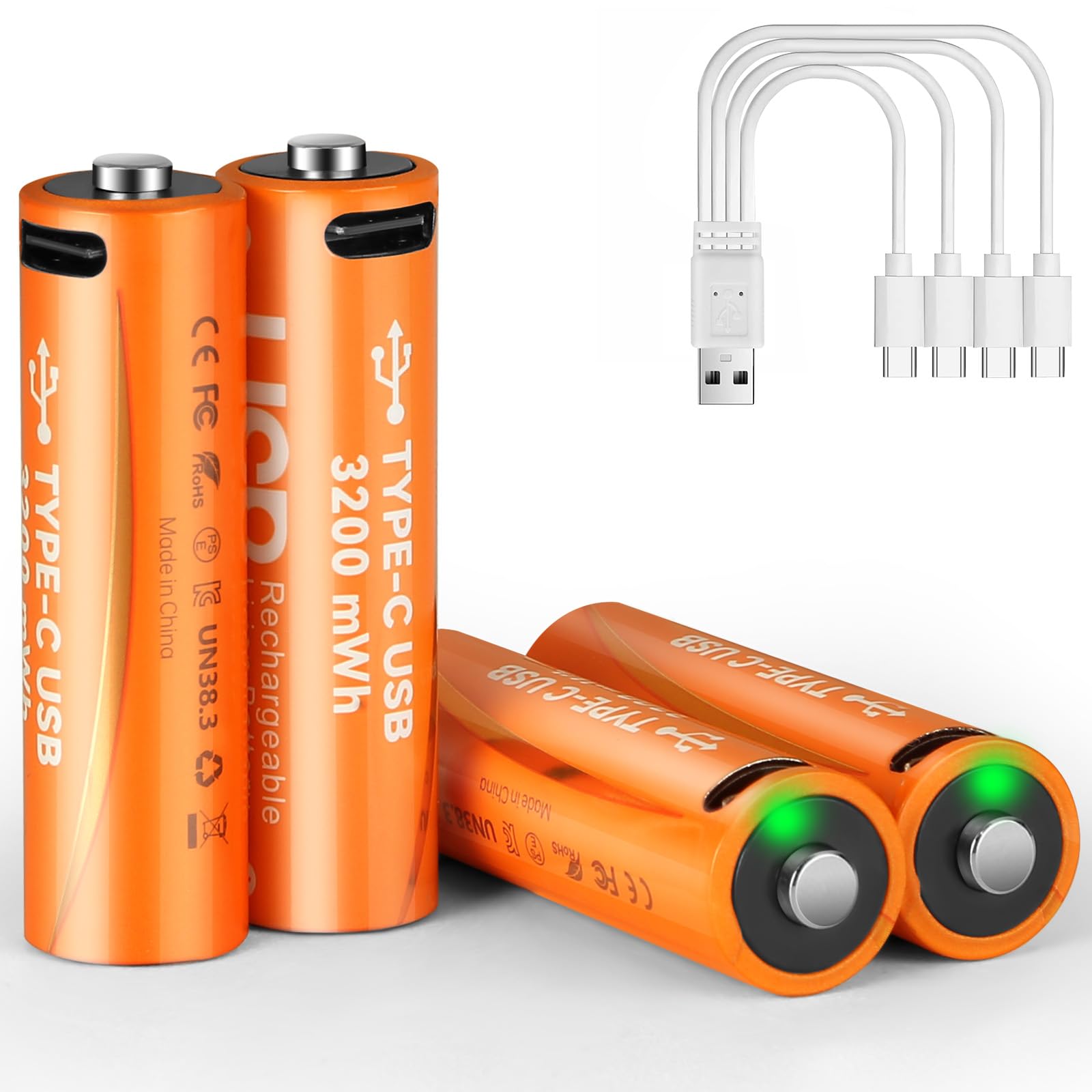 【新型】充電式 単3電池 4本セット 大容量 3200mWh 2100mAh 1…