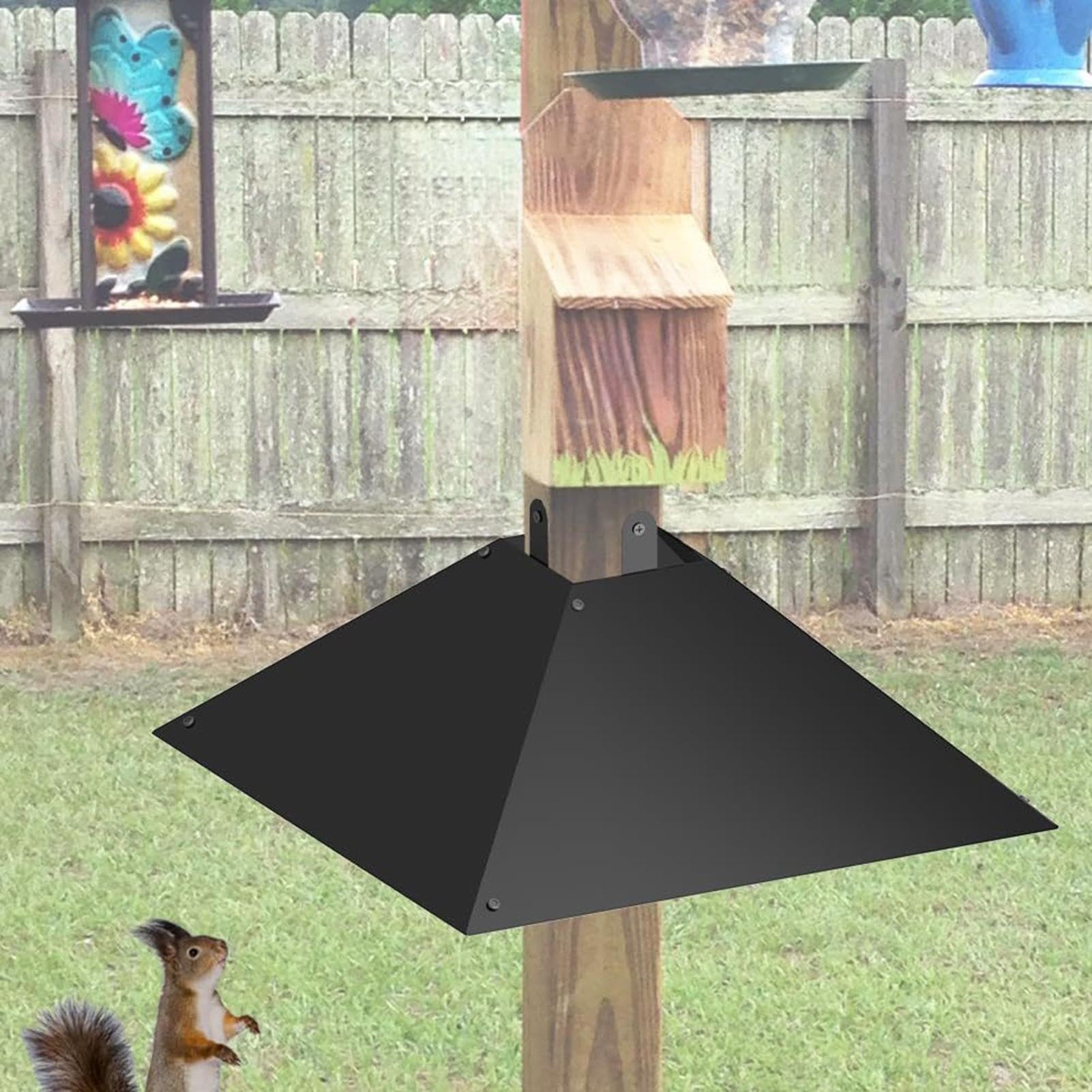 Para Pájaros Con Protección Contra Ardillas Resistente 43 cm a prueba de | Acero Inoxidable Accesorios de jardín, poste de madera y pajareras para exterior y patio trasero