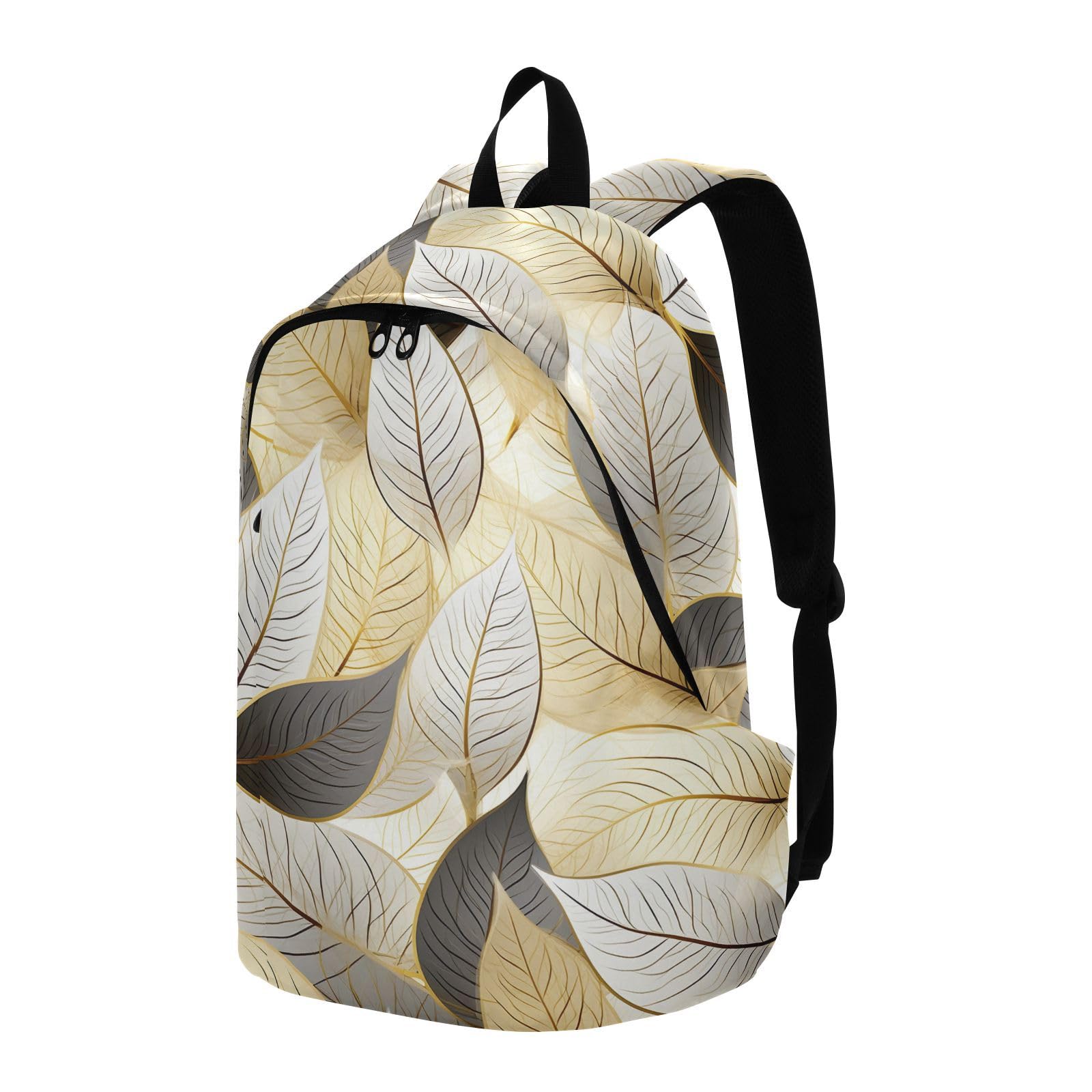 MCHIVER Travel Backpack Gold Fall Leaf Casual Daypack Backpacks Lightweight Carry on Bag Water Resistant Hiking Backpack for Women Men