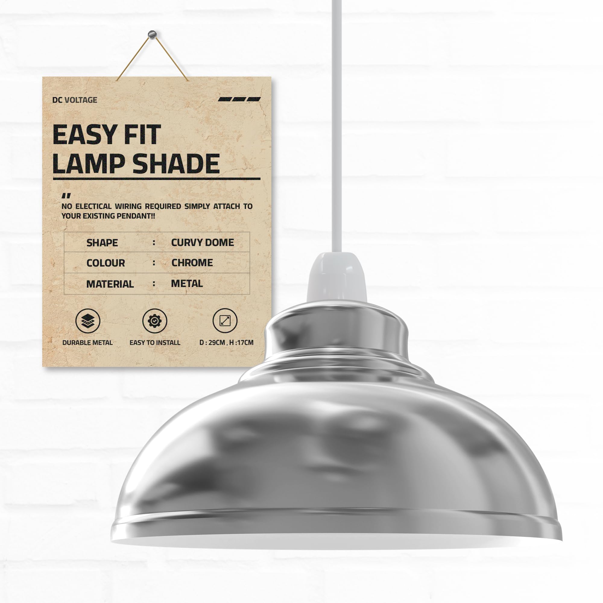 Ceiling Light Shade,11.41'' Metal Lampshades for Ceiling Lights, Modern Easy Fit Pendant Lamp Shades for Replacement Lamps, Living Room, Bedroom, Kitchen, Hallway, Home Décor (Chrome) — image 1