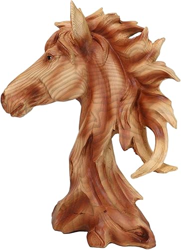 Miniatura 3 de Ebros Gift Wild and Free Western Fine Stallion - Busto de caballo con acabado de madera de cedro sintético, estatua tallada de 11 pulgadas de alto
