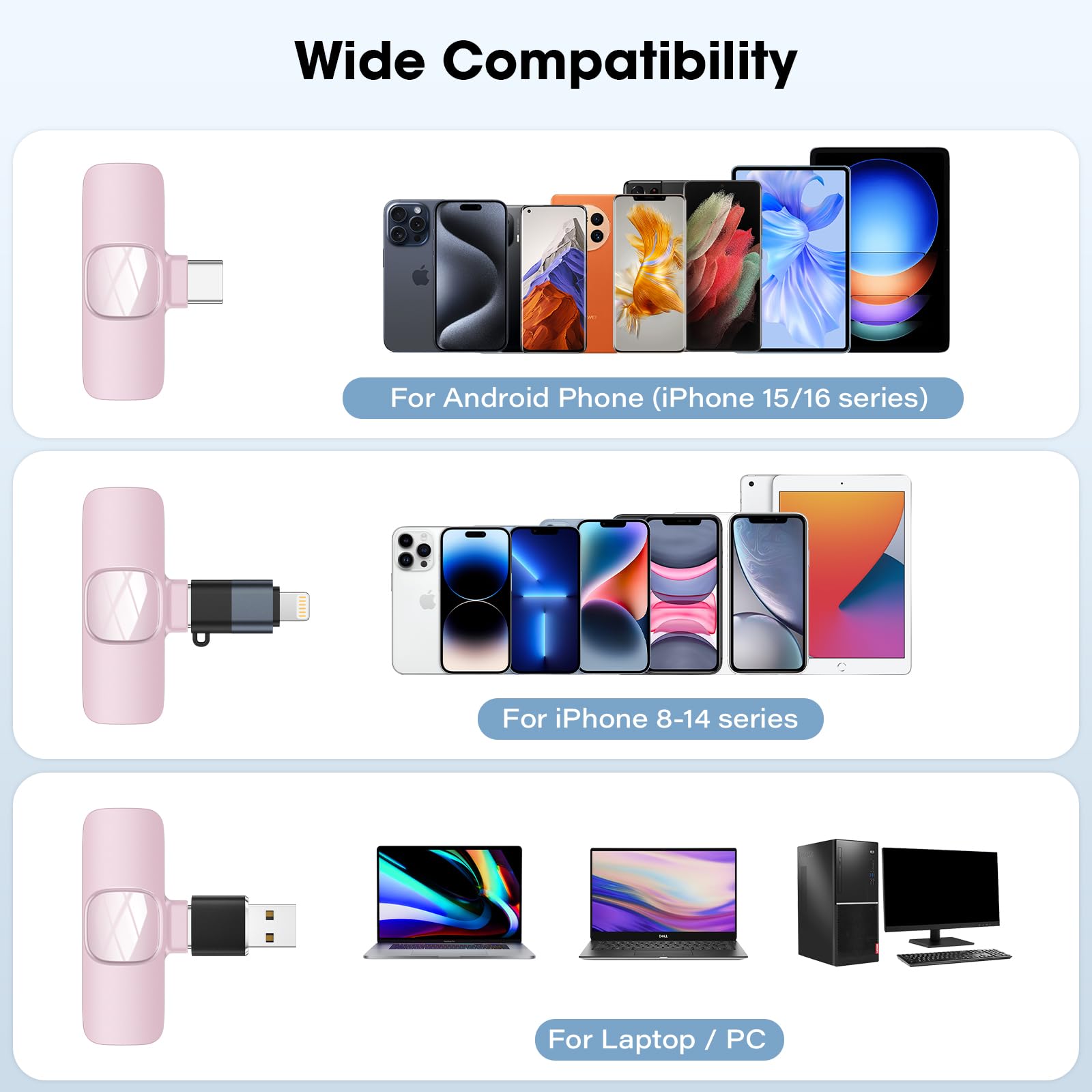 HMKCH Wireless Microphone for Android Phone/iPhone/Laptop, Lavalier Microphone for Video Recording Vlog, Live Broadcast (Pink) - Image 2