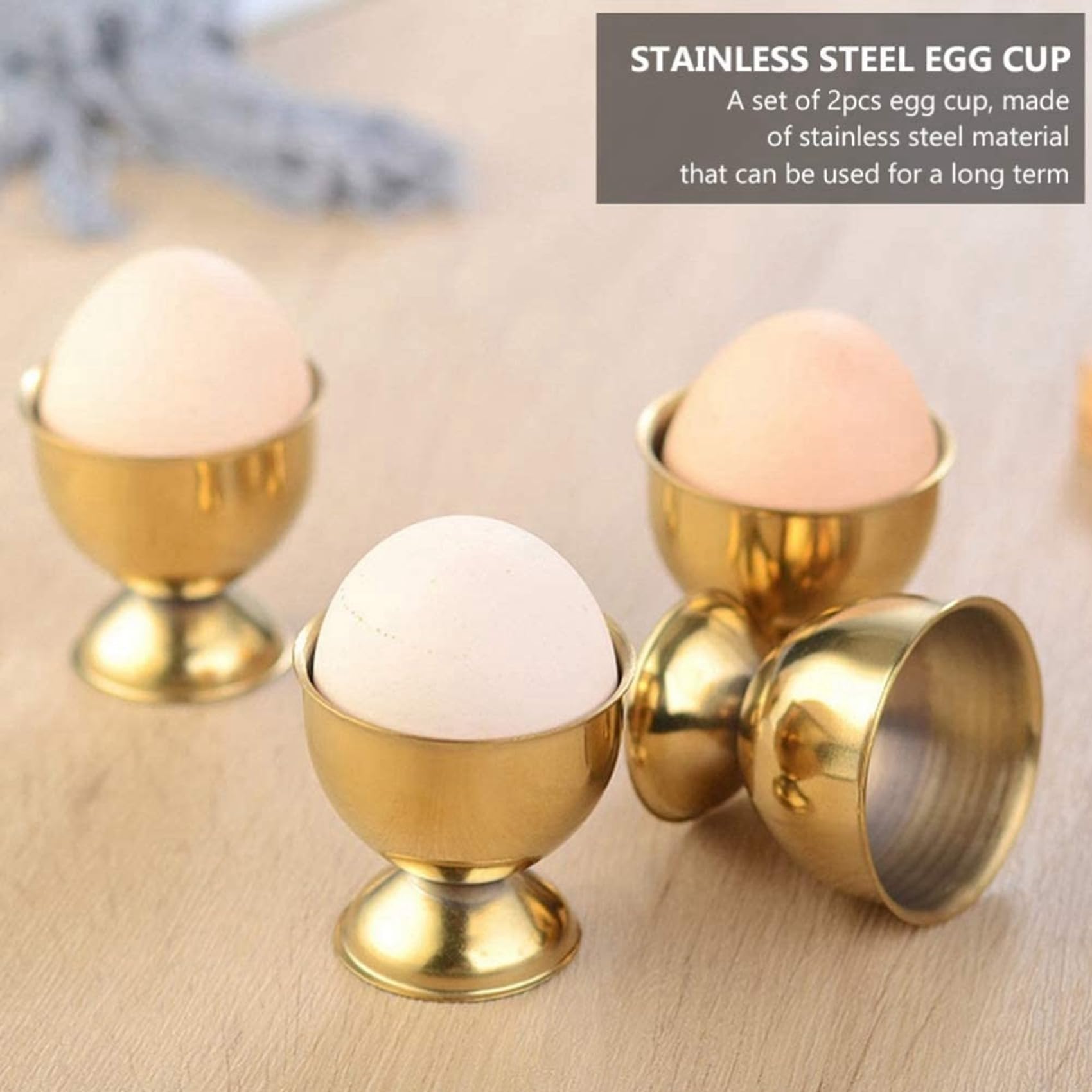 16X Eierbecher Set Edelstahl Eier Hart Gekochte Eier und Soft Tray Werkzeughalter KüChe, Gold