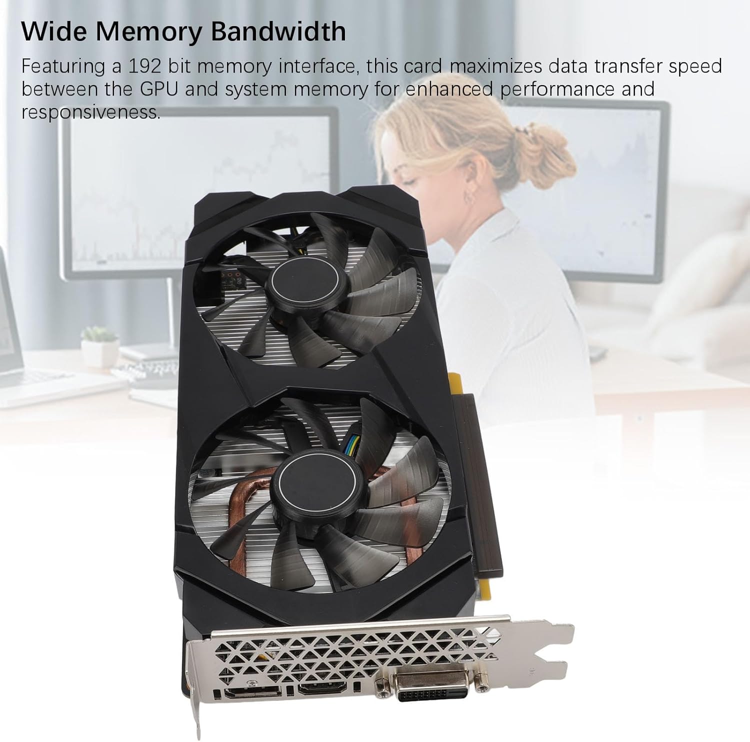 RTX 2060 6GB Graphics Card, GDDR6 192bit 1365/14000MHz Computer Graphics Card with Two Fans, PCI Express 3.0 Gaming Graphics Card, HDMI DVI D Desktop