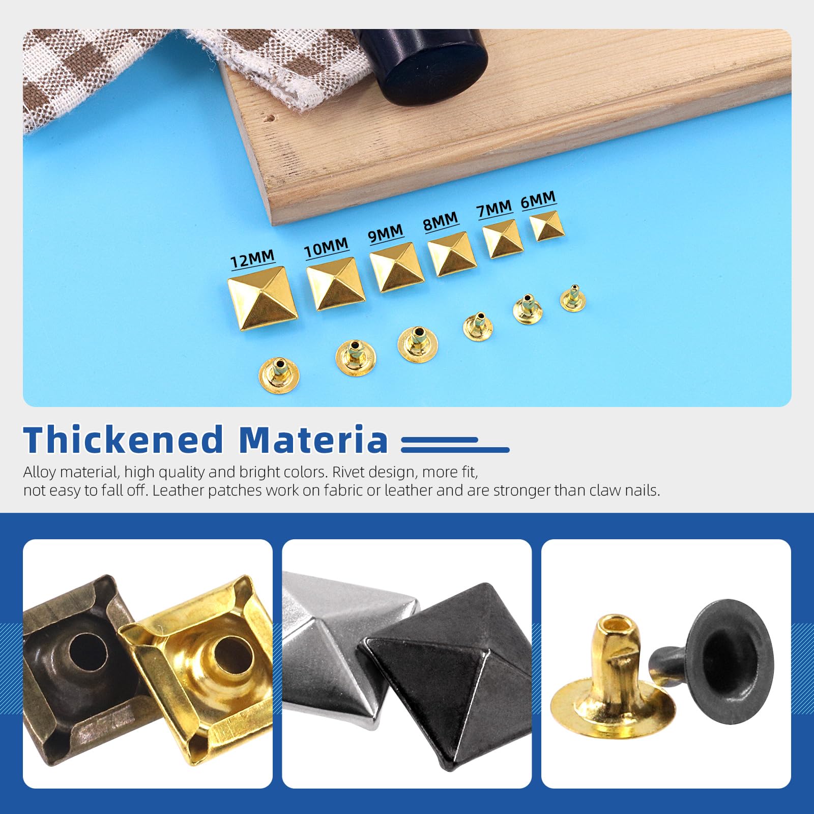 Glarks 150Pcs Gold Spike Rivet - Image 4