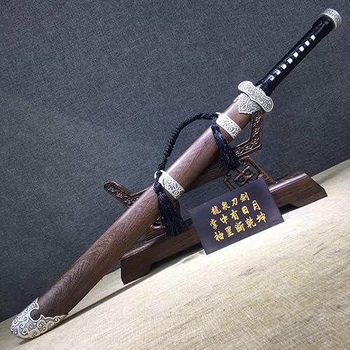 Miniatura 5 de Cuchillo de oro negro y espada Dao, hoja de acero de alto carbono, palo de rosa, espiga completa para LARP, ganado, cosplay