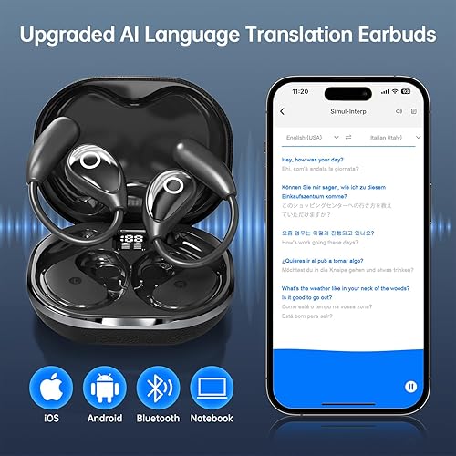 Miniatura 7 de Auriculares de traducción AI en tiempo real, actualización 2026 de 164 idiomas con Bluetooth 5.4 OWS Auriculares de traducción 3 en 1, dispositivo