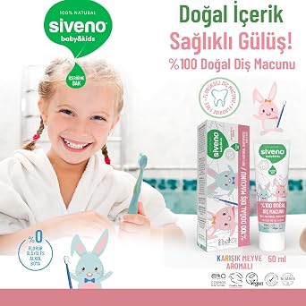 Siveno 100% Natural Fluoride-Free Mixed Fruit Flavored Toothpaste for Baby and Child 50 ml