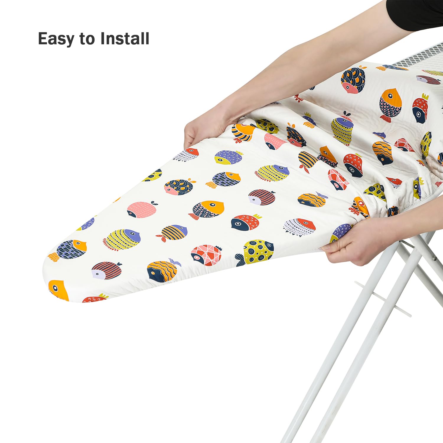 Funda para tabla de planchar y almohadilla de tamaño estándar de 15 x 54 pulgadas, 3 pares de correas de cierre de , bordes elásticos, funda para tabla de planchar de 2 capas con acolchado grueso