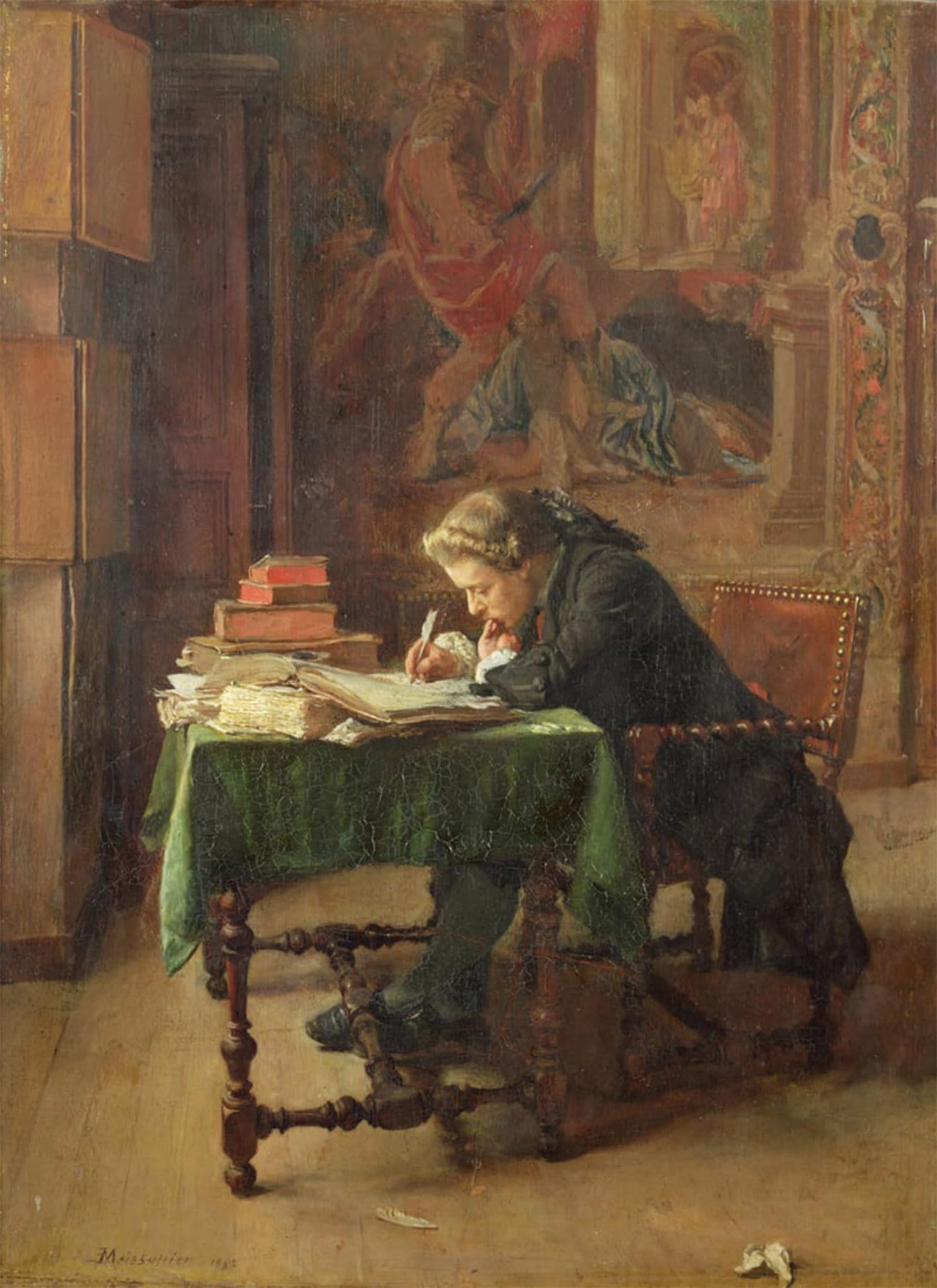 ARTXLXXBN Famous Art Print Poster Vintage Wall Art Young Man Writing by Jean Louis Ernest Meissonier Canvas Art Poster for Home Decor 60x90cm