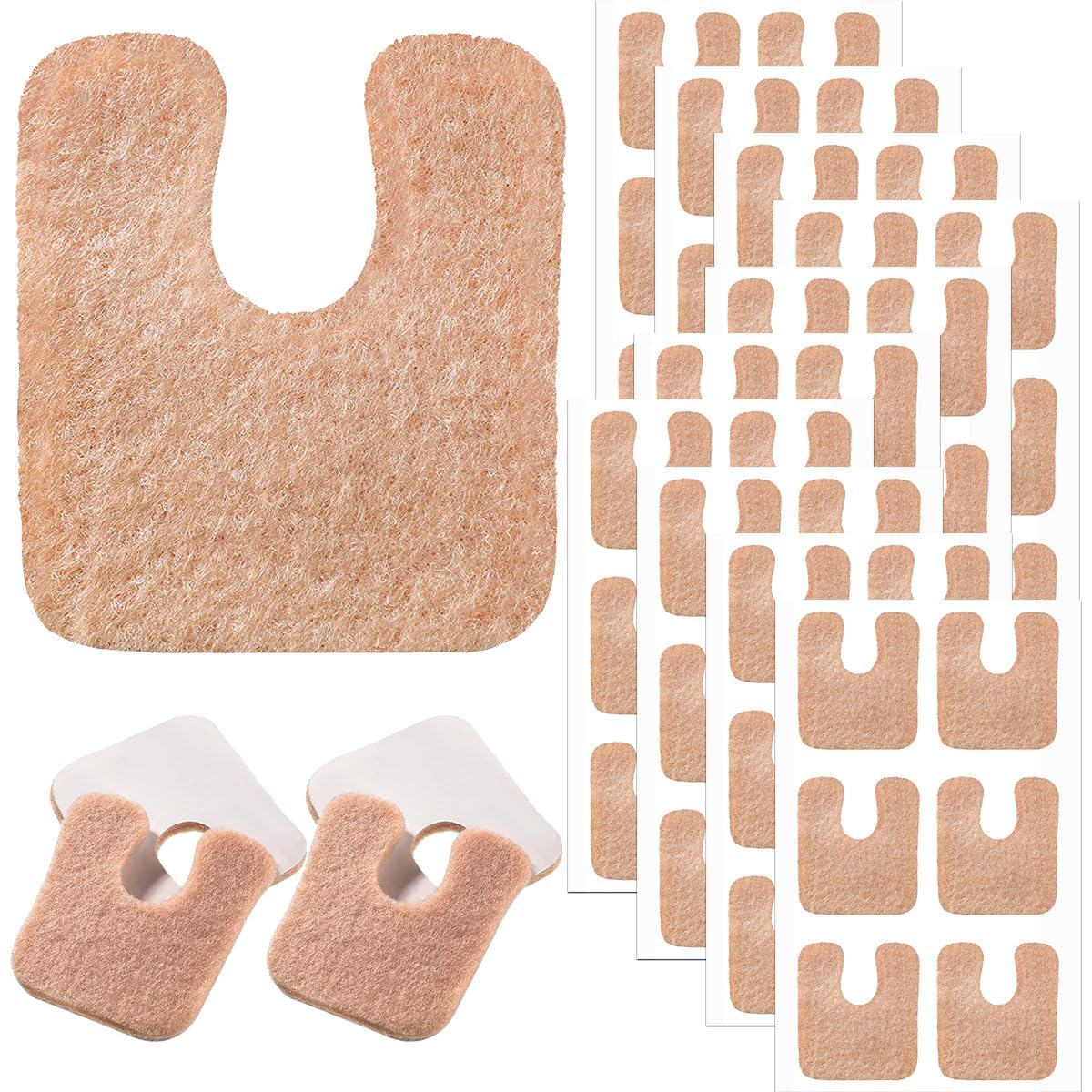 60 Pieces U Shaped Felt Callus Pads Metatarsal Pads Forefoot Foot Pads Pain Relief Foot Cushion Keep Protecting Calluses from Rubbing on Shoes