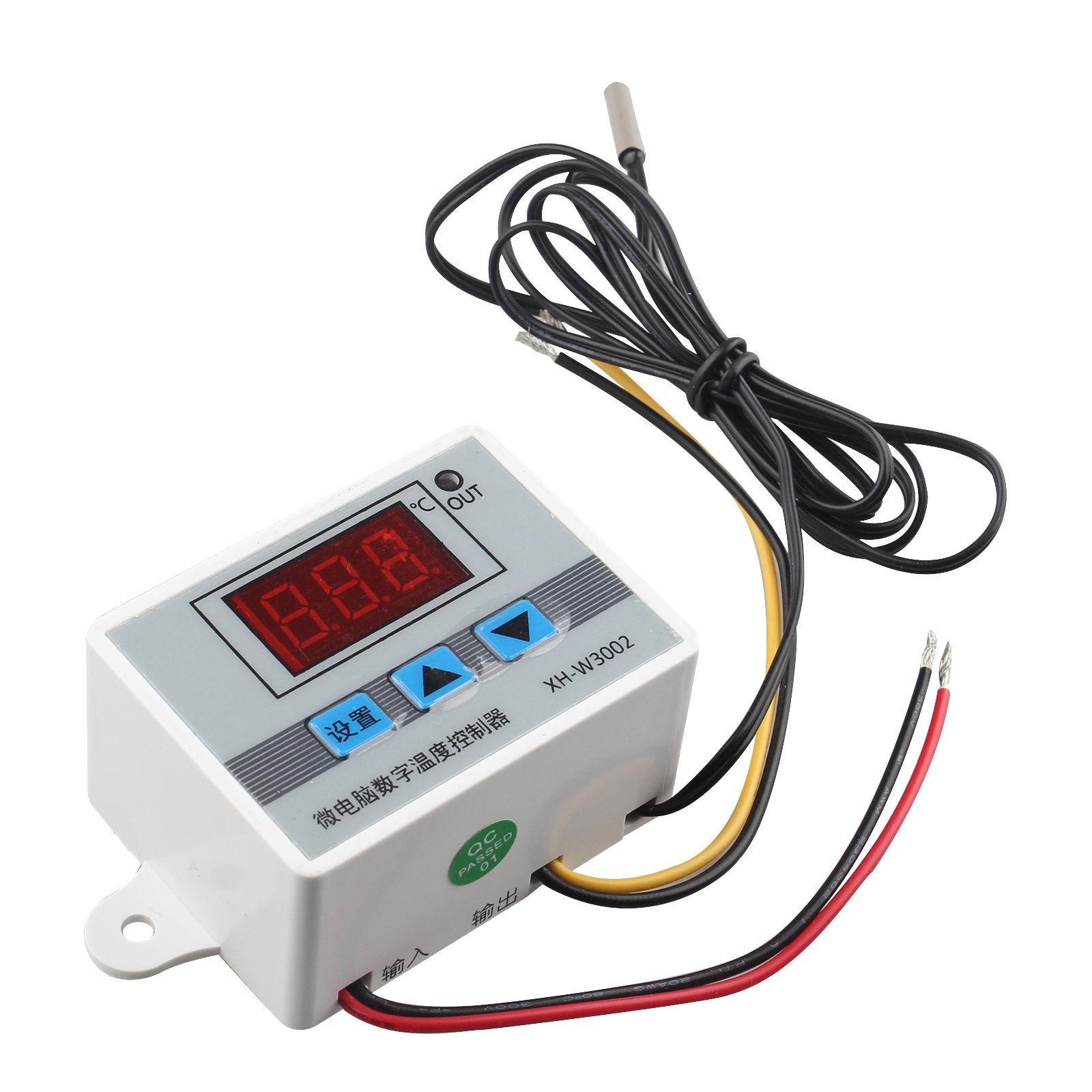 Haljia Black|Grey|White Xh-W3002 Dc 24V Digital Temperature Controller Xh W3002 Thermostat With Waterproof Probe 1M Heating Or Cooling 0.1 ℃ Accuracy