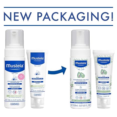 Mustela Cradle Cap Fragrance-Free Baby Shampoo & Cream for Baby & Newborn for Seborrheic Dermatitis - Helps to minimize Scalp Flakes - Clinically & Dermatologist Tested - 2 Items Set