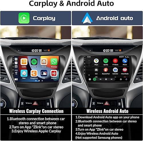 Miniatura 3 de SIXWIN Radio estéreo para coche Android para Hyundai Elantra 2011 2012 2013 con Apple Carplay Android Auto Bluetooth 9 pulgadas pantalla táctil con