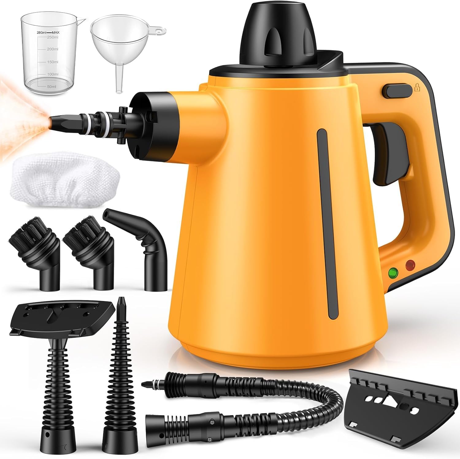 Vaporeta Limpieza Hogar, Steam Cleaner con 10 Accesorios, 3,5 bar, para Eliminar la Suciedad Limpiador Vapor 1050 W Vaporeta de Mano para Limpiar Suelos, Muebles Tapizados y Coches